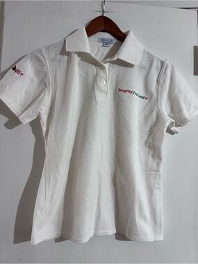 Red House Women’s White Polo Shirt with Embroidered Detail in Small